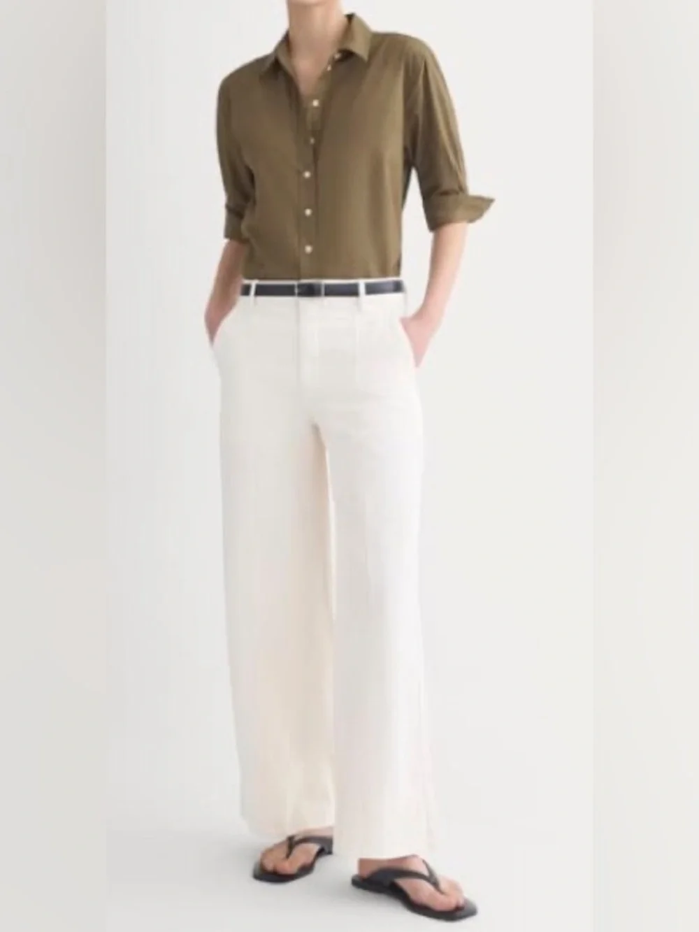 ZARA Ivory Straight Leg Trousers